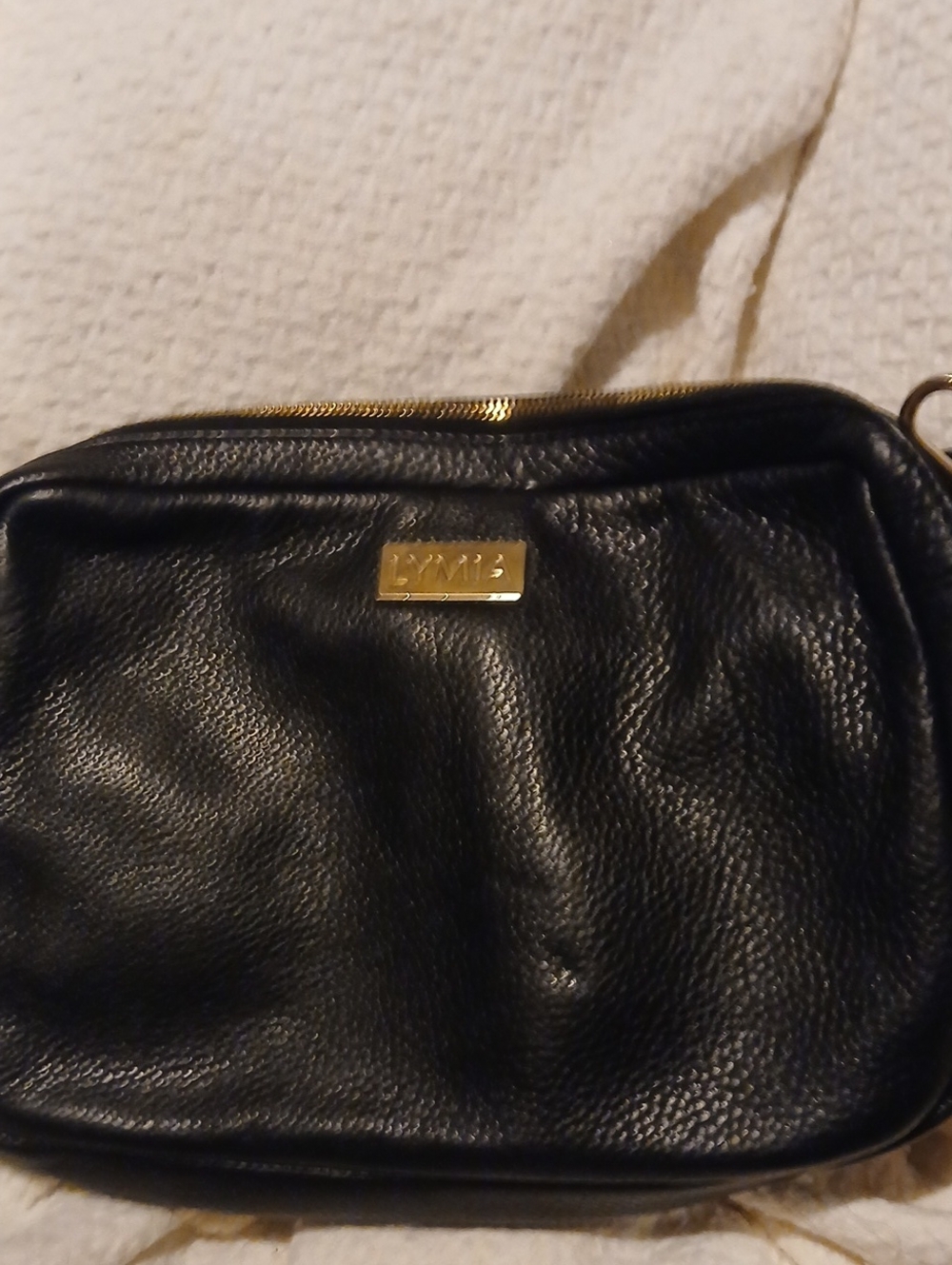Lymia Black Leather and gold accents  Crossbody Bag w coin purse
